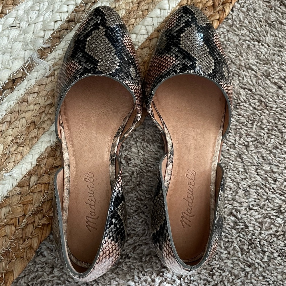 MADEWELL Marisa d’Orsay Flat in Snake Embossed Leather